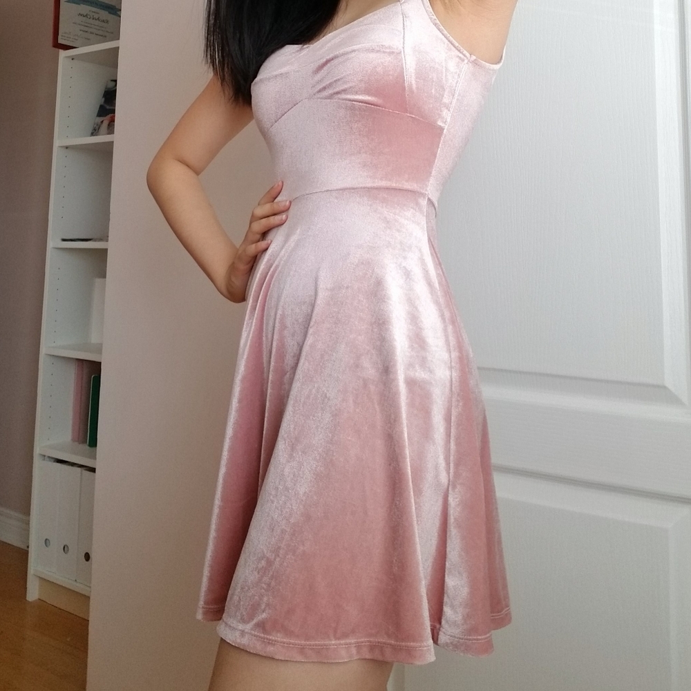Light Pink Velvet Mini Dress